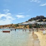 Lindos Beach with the fortress in the background